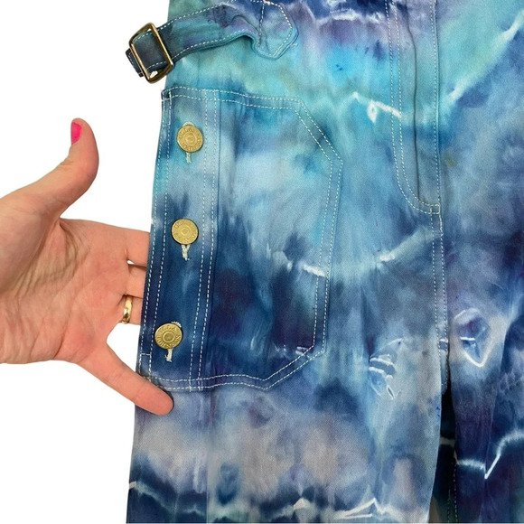 Ulla Johnson Wide Leg Flare Jeans High Rise Womens Size 8 Mixed Blue Ocean Waves - Picture 5 of 16